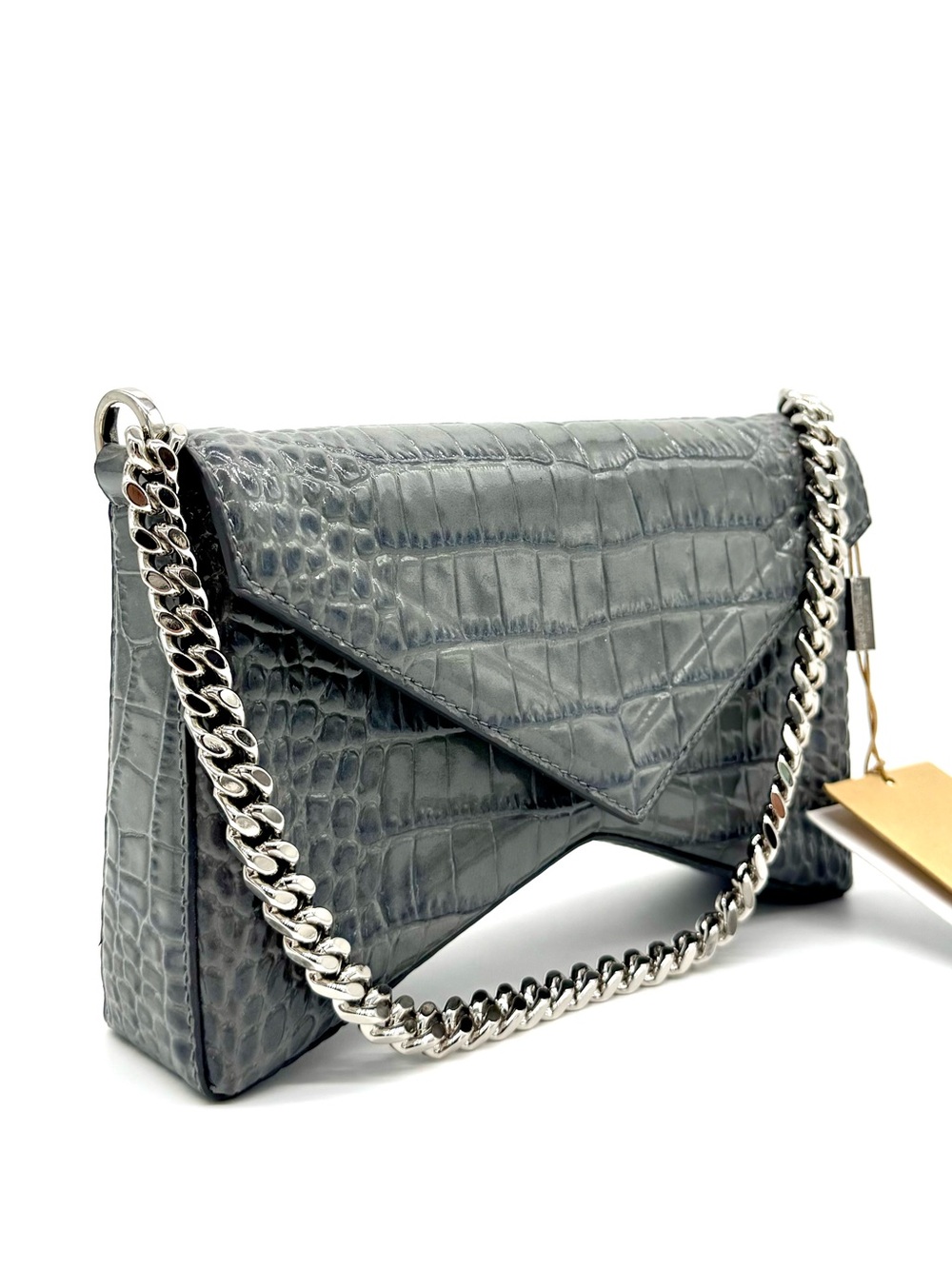 Michael Kors Collection Manhattan Medium Crocodile Embossed Patent Leather Bag